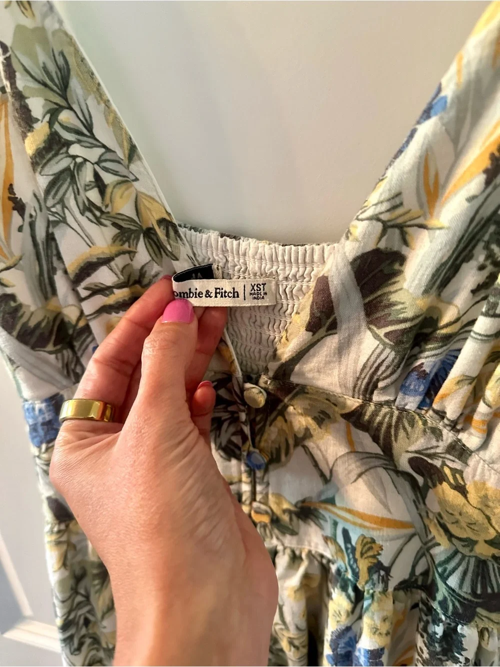 Abercrombie & Fitch Button Through Floral Spaghetti-Strap Maxi Dress